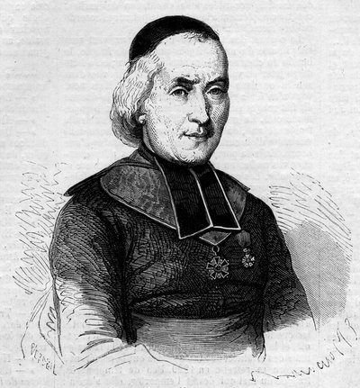 Portret van Francois Joseph Le Brotier (1799-1885), bisschop van Montpellier. Gravure in 