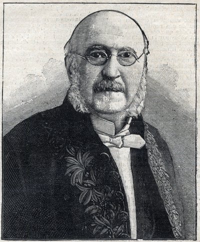 Portret van Francois Jules Suisse, genaamd Jules Simon (1814-1896), Franse filosoof en staatsman, in "Le Petit Parisien" door French School