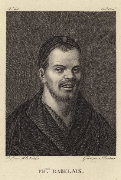 Portret van Francois Rabelais door French School