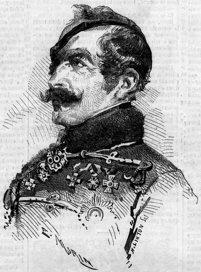Portret van Franz von Schlick (1789-1862), veldmaarschalk, opperbevelhebber van het Oostenrijkse leger in Italië tijdens het Risorgimento in 1859. Gravure in 
