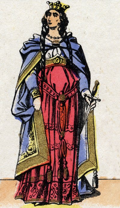 Portret van Fredegonde, koningin van Neustrië. door French School