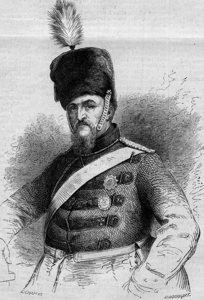 Portret van Frederik VII (1808-1863), koning van Denemarken. Gravure in "Le Monde Illustré" n°346 van 28 november 1863. door French School
