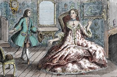 Portret van de Franse crimineel Marie Catherine Taperet Lescombat en haar minnaar Henri Mongeot (gravure) door French School