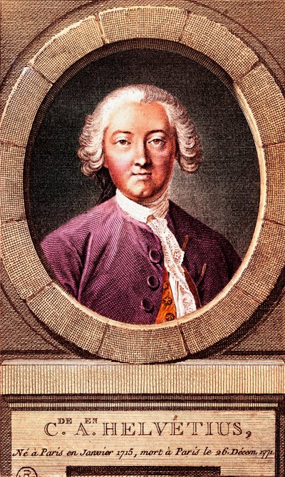 Portret van de Franse filosoof Claude Adrien Helvetius (1715-1771), gravure. 1772. door French School