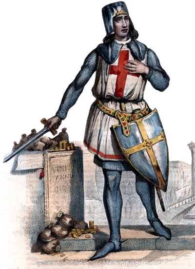 Portret van Geoffrey van Villehardouin (1150-1228), Franse historicus en ridder door French School