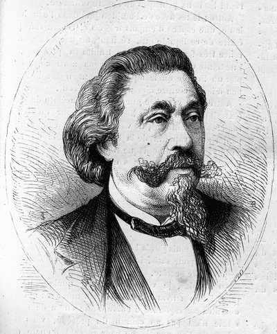 Portret van Georges Hainl (1807-1873), Franse dirigent en cellist. Gravure in 