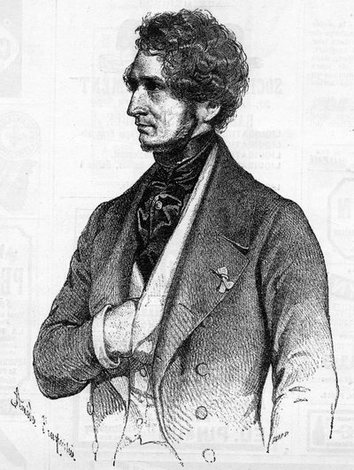 Portret van Hector Berlioz (1803-1869) rond 1847 van een lithografie door Amedee Charpentier. door French School
