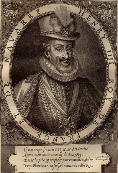 Portret van Hendrik IV (1553-1610) koning van Frankrijk - Portret van Hendrik IV (1553-1610) koning van Frankrijk - gravure 17e eeuw door French School