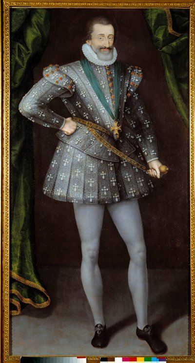 Portret van Hendrik IV koning van Frankrijk (1553-1610) anoniem schilderij uit de 17e eeuw. Grenoble, Musée des Beaux Arts door French School