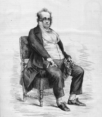 Portret van Henry Monnier (1799-1877), Franse toneelschrijver, tekenaar en komiek. Hij is gekleed als 