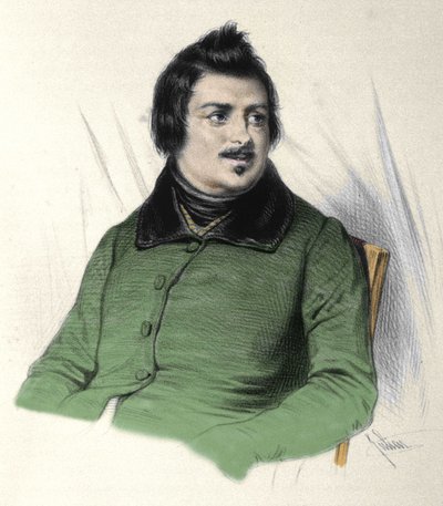 Portret van Honore de Balzac (1799-1850), Franse schrijver. door French School