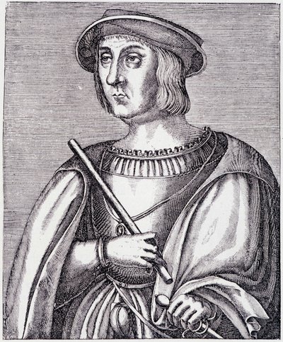 Portret van Jacques II de Chabannes (La Palice) (1470-1525) gravure uit 