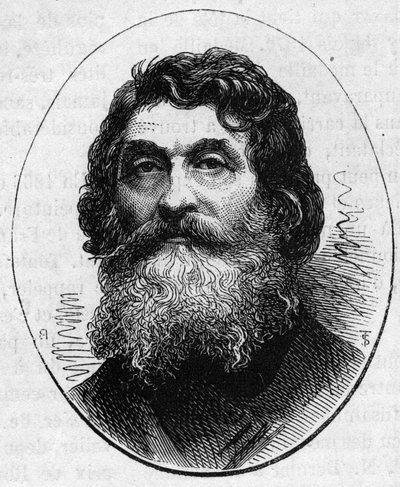 Portret van Jean Baptiste Paul Cabet (1815-1876), Franse beeldhouwer. Gravure in Le Monde Illustré nr. 890 van 2 mei 1874 door French School