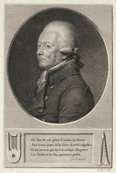 Portret van Jean Georges Noverre (1727-1810) gegraveerd door B. Roger door French School