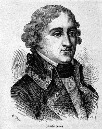 Portret van Jean Jacques Régis de Cambacérès, hertog van Parma, Franse jurist en politicus (1753-1824) - gravure - in 