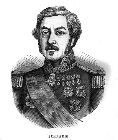 Portret van Jean Paul Adam Schramm (1789-1884) Franse generaal. Gravure in 