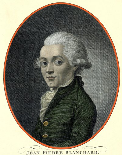 Portret van Jean Pierre (Jean-Pierre) Blanchard (1753-1809), Franse luchtvaartpionier. door French School