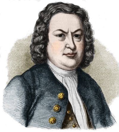 Portret van Johann Sebastian Bach (1685-1750) Duitse componist. Gravure uit 1858. door French School