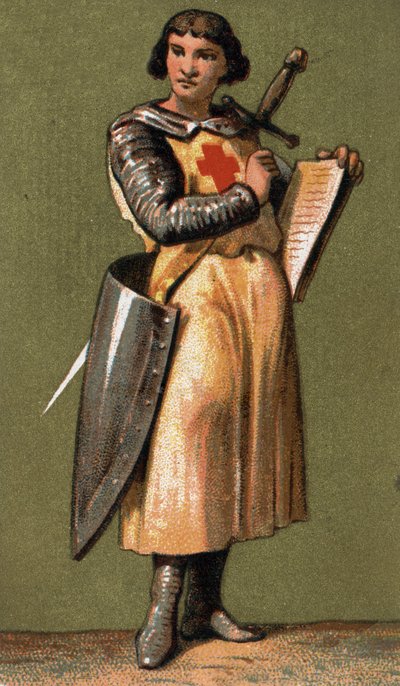 Portret van Jean de Joinville (1225 - 1317) Franse kroniekschrijver Vriend en vertrouweling van koning Lodewijk IX, die hij vergezelde naar de VII Kruistocht. Chromolithografie uit de 19e eeuw. door French School