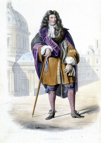 Portret van Jean de La Fontaine, Franse schrijver (1621-1695) - in Ed. Mennechet, "Le Plutarque francais" door French School