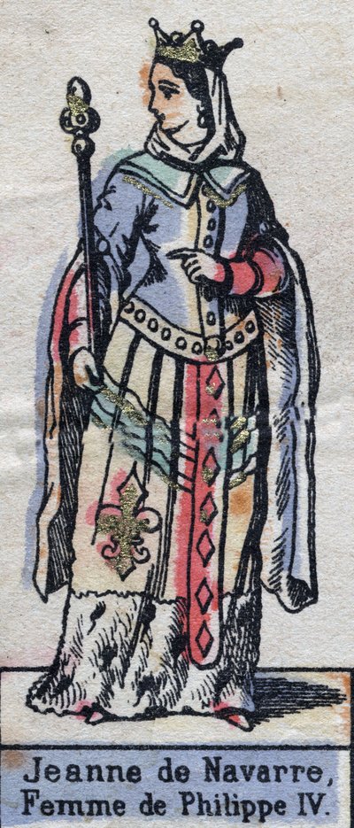 Portret van Jeanne I van Navarra (1273-1304), vrouw van Filips IV van Frankrijk. (Capetingse dynastie). Illustratie eind 19e eeuw. door French School