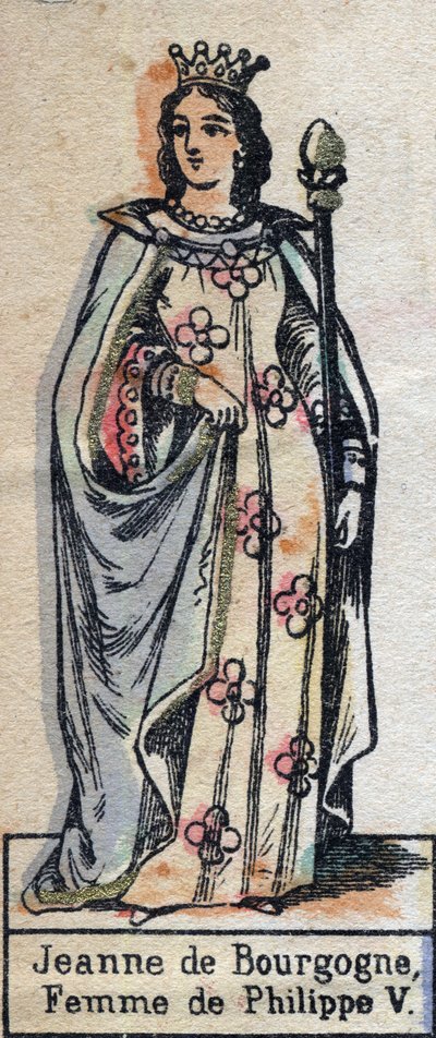 Portret van Johanna van Bourgondië, vrouw van Filips V van Frankrijk. Illustratie eind 19e eeuw. door French School