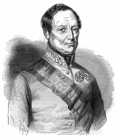 Portret van Joseph Wenzel Radetzky von Radetz, Oostenrijkse maarschalk. Gravure in "Histoire des papes-kings-queens-et-empereurs a travers les siècles" door Maurice Lachatre door French School