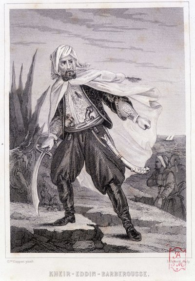 Portret van Kheir - Eddin - Barbarossa, Turkse piraat van de 16e eeuw - in 