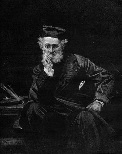 Portret van Léon Cogniet (1794-1880), Franse schilder. Gravure in 