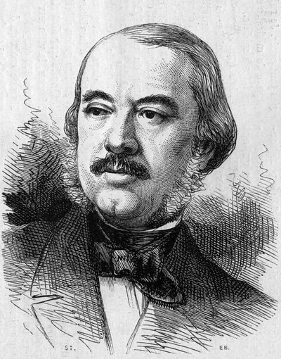 Portret van Leon Laya, Franse toneelschrijver. Gravure in 