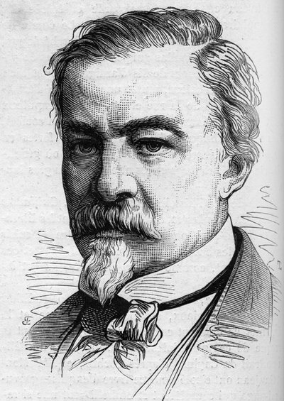 Portret van Leon Plee, Franse journalist en schrijver. Gravure in 