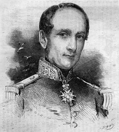 Portret van Leopold Victor Charner (1797 - 1869), Franse admiraal. Gravure in Le Monde Illustré, nr. 186 van 3 november 1860 door French School