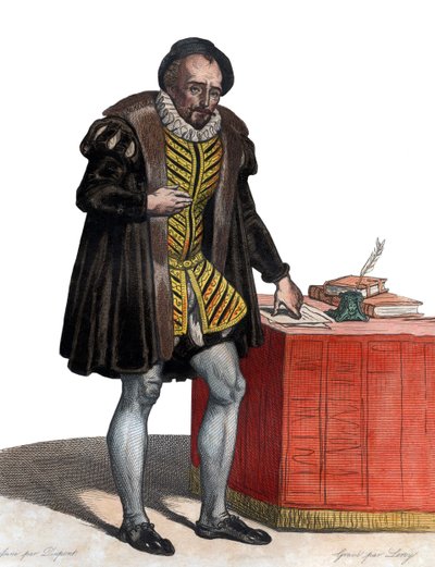 Portret van Heer Michel Eyquem de Montaigne (1533-1592), Franse schrijver door French School