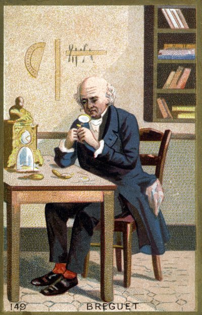 Portret van Louis Bréguet. Chromolithografie van het einde van de 19e eeuw door French School