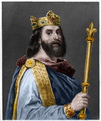 Portret van Lodewijk II de Stamelaar of de Luie (846 - 879), koning van Frankrijk - in 