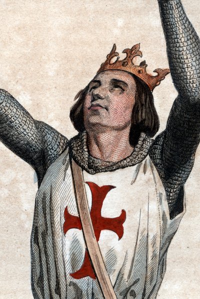 Portret van Lodewijk IX van Frankrijk (Saint Louis) (1214-1270), Koning van Frankrijk. door French School