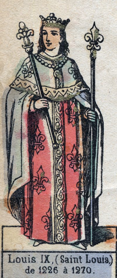 Portret van Lodewijk IX van Frankrijk, bekend als Sint Lodewijk. Illustratie eind 19e eeuw. door French School