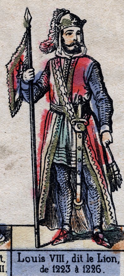 Portret van Lodewijk VIII van Frankrijk bekend als de Leeuw (1187-1226) (dynastie van de Capetingen). Illustratie eind 19e eeuw. door French School