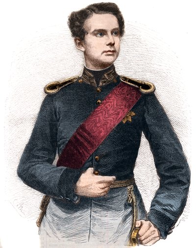 Portret van Ludwig II van Beieren, koning van Beieren. door French School