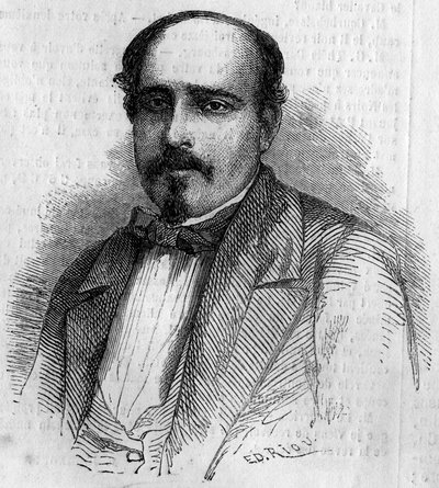 Portret van Luiz Augusto Rebello da Silva (1822-1871), Portugese schrijver. Gravure in 