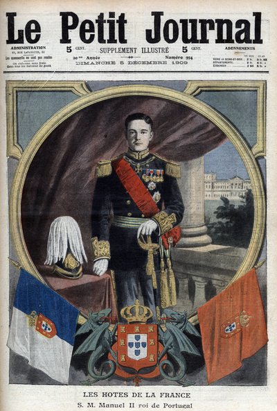 Portret van Manuel II, koning van Portugal (1889-1932) tijdens zijn bezoek aan Parijs (