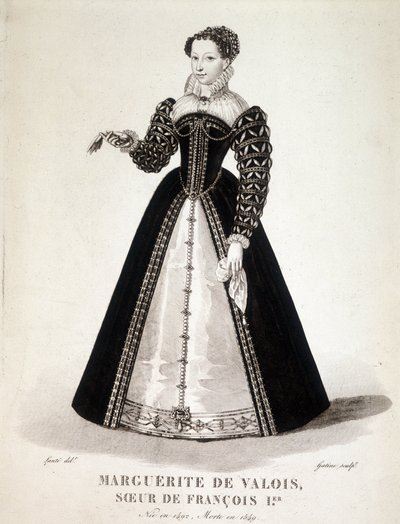 Portret van Margarita van Navarra (Margaretha van Valois, Marguerite van Angoulême of Marguerite van Frankrijk (1492-1549) Koningin van Navarra en dichteres - 19e eeuw door French School