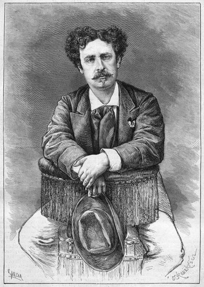 Portret van Mariano Fortuny (1838-1874), Spaanse schilder. Gravure in "Le Monde Illustré" n°921 van 5 december 1874. door French School
