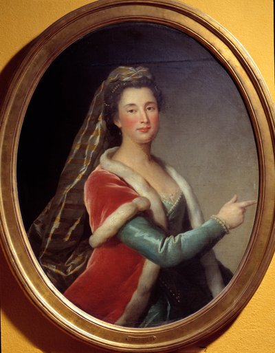 Portret van Marie Desmares La Champmesle, actrice in de rol van Roxane door French School