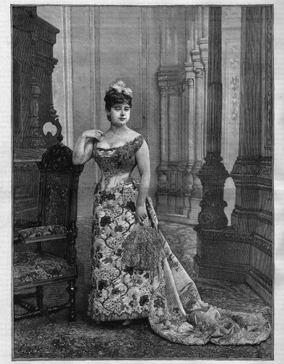 Portret van Marie Heilbronn (Heilbron) (1849-1886), Belgische sopraan. Gravure in 