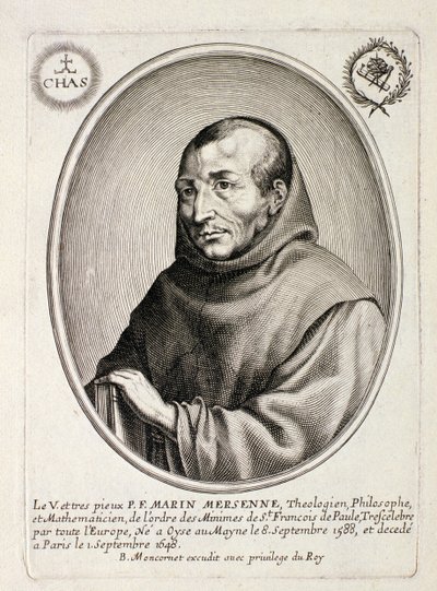 Portret van Marin Mersenne (1588-1648) gegraveerd door Balthazar Moncornet (c.1600-68) door French School