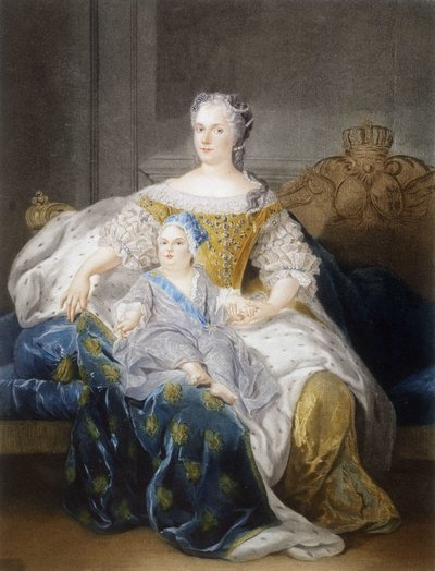 Portret van Mary Leszczynska en de Dauphin door French School