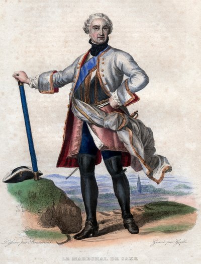Portret van Maurice de Saxe (1696-1750), Duitse militair in Franse dienst en Maarschalk-Generaal van Frankrijk door French School