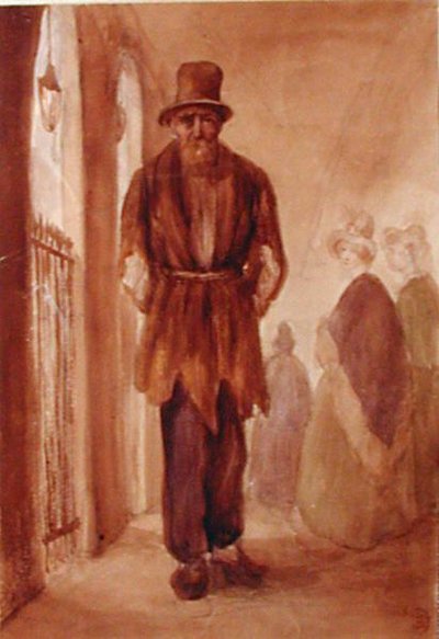 Portret van Monsieur Chodruc-Duclos (1780-1842) in het Palais Royal, ca. 1820 (inkt en was op papier) door French School