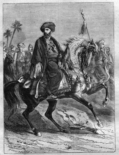 Portret van Mourad Bey (1750-1801), Mamluk-leider - Gravure uit 1865 in "Histoire du Consulate et de l